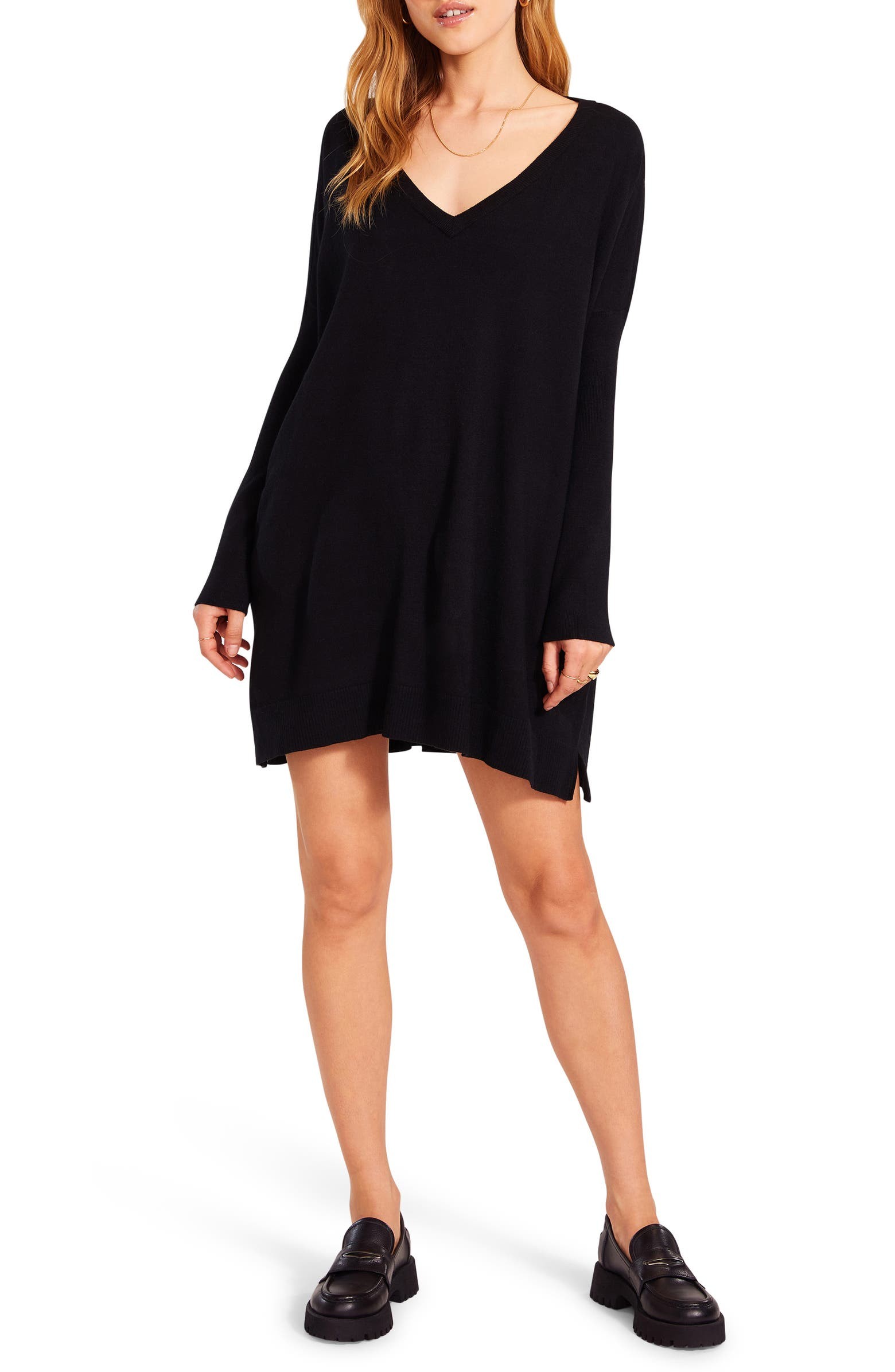 BB Dakota x Steve Madden Adelaide V-Neck Long Sleeve Sweater Dress | Nordstrom