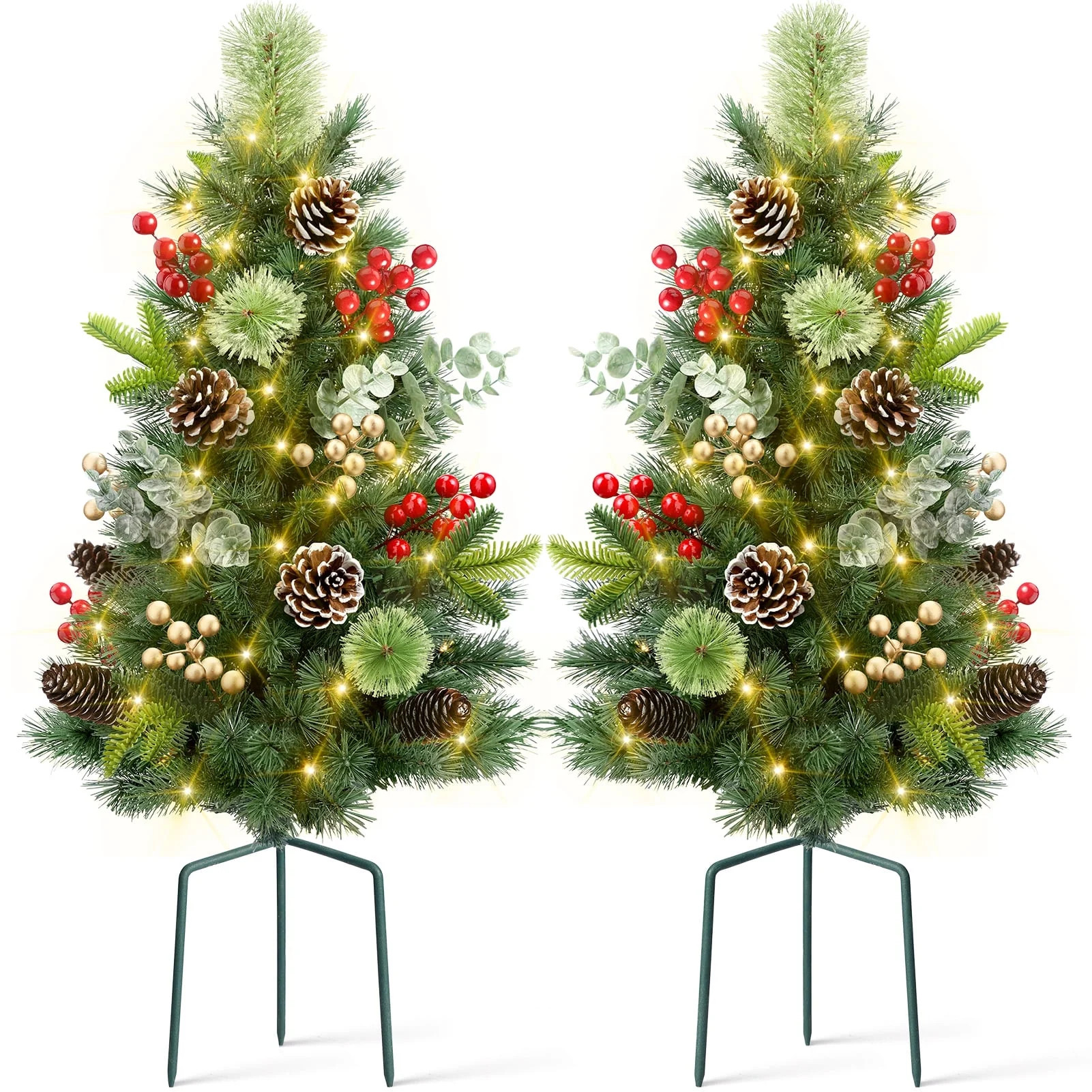 Ayieyill 2Pcs 29in Outdoor Pathway Christmas Trees,  Holiday Decor for Driveway, Yard, Garden w/L... | Walmart (US)
