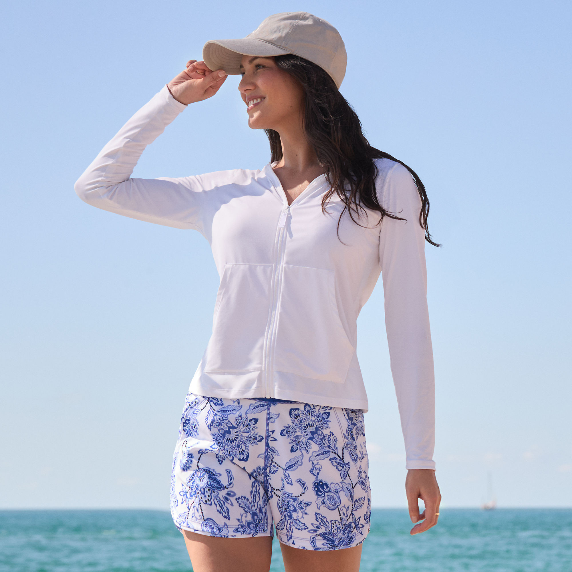 Women's Hooded Full Zip Long Sleeve Rash Guard UPF 50 Cover-up | Lands' End (US)