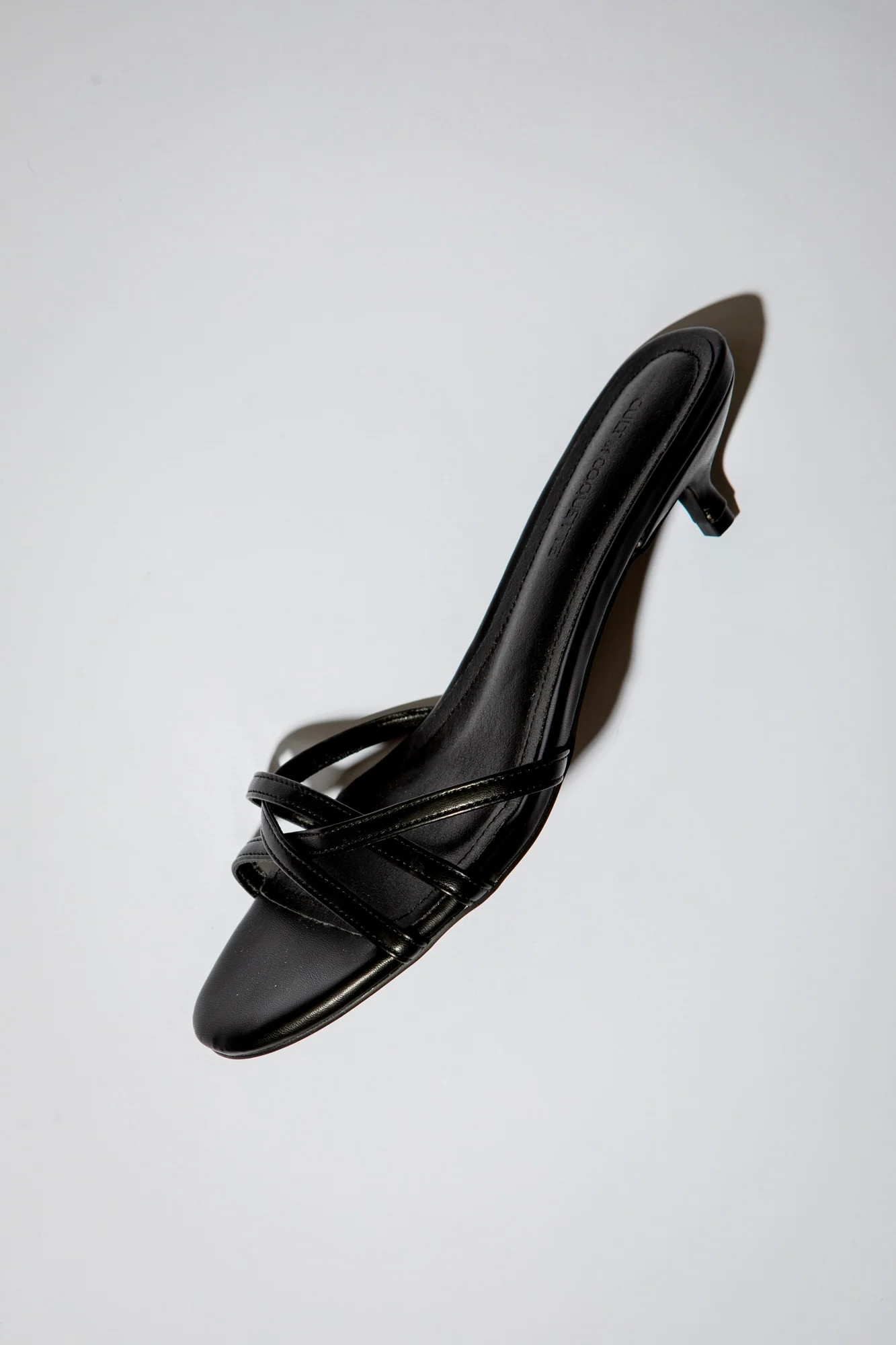 Romy Black Strappy Kitten Mules 40 mm | CULT OF COQUETTE