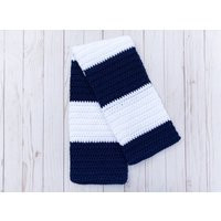 Blue & White Scarf, Fall Crochet Scarf Handmade, Mens Womens Scarves, Handmade Striped Winter Scarves | Etsy (US)