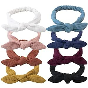 XIMA Headbands for Girls, 8pcs Cotton Rabbit Ears Hairbands for Toddlers Teens Children, Removabl... | Amazon (US)