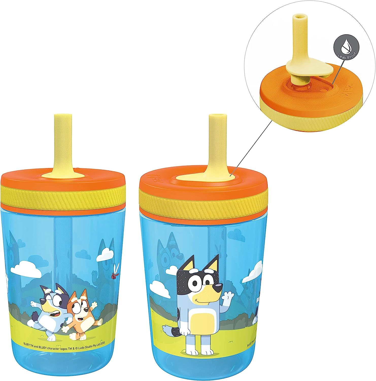 Zak Designs 15oz Bluey Kelso Tumbler Set, BPA-Free Leak-Proof Screw-On Lid with Straw Made of Dur... | Amazon (US)