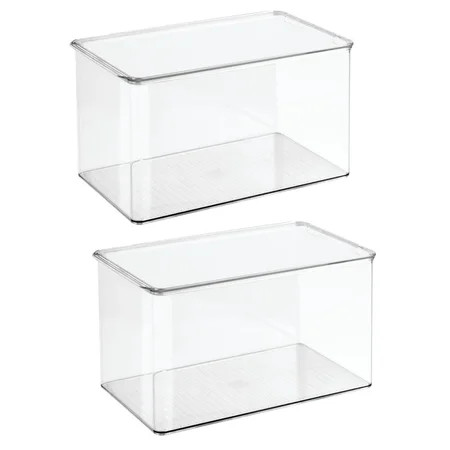 mDesign Stackable Closet Storage Bin Box with Lid, 2 Pack - Clear | Walmart (US)