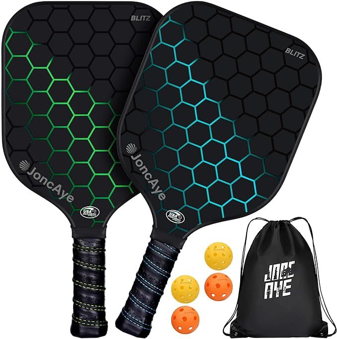 JoncAye Pickleball-Paddles-Set of 4 or 2 Rackets with Balls and Bag | USAPA Approved Pickle-Ball ... | Amazon (US)