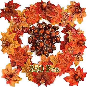 KUUQA 350 PCS Autumn Table Decorations Scatters Set, 300 Pieces Artificial Maple Leaves Fall Leav... | Amazon (CA)