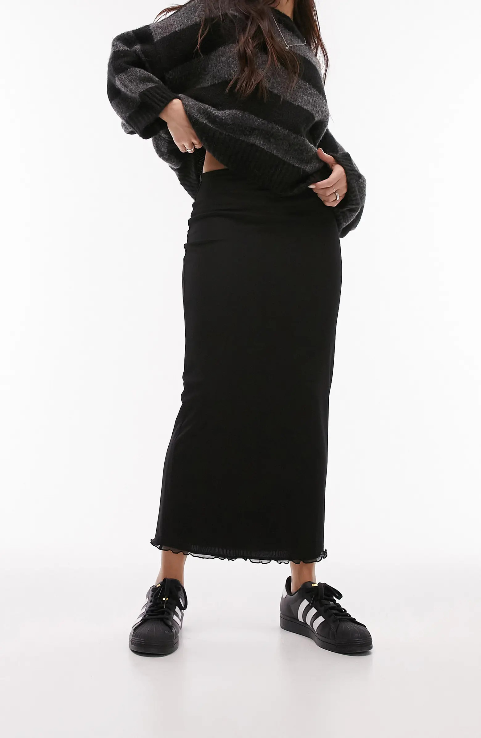 Topshop Lace Trim Midi Skirt | Nordstrom | Nordstrom