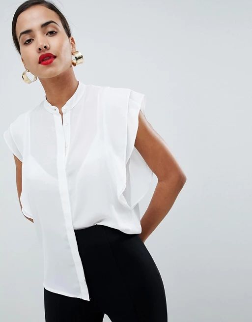 ASOS DESIGN blouse with frill shoulder | ASOS US