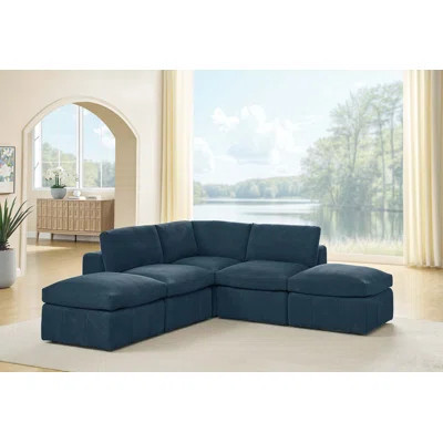 Antino 98.5" Wide Symmetrical Modular Corner Sectional with Ottoman | Wayfair North America