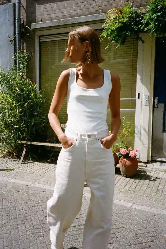 WIDE STRAP POLYAMIDE T-SHIRT | Zara UK