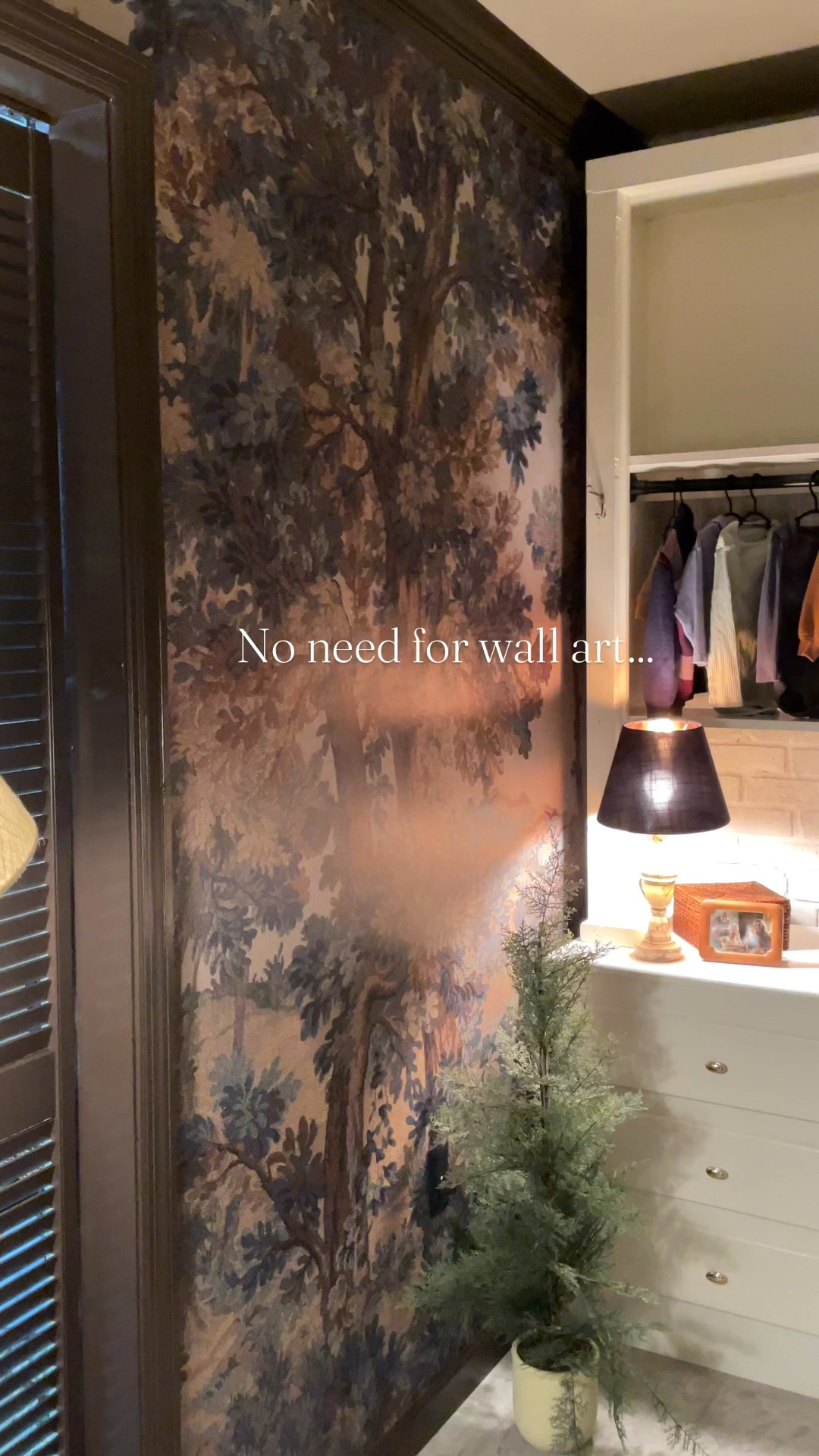 Tapestry landscape wallpaper mural by Belarte Studio 
Woodland nursery decor 
Jenny Lind crib 

#LTKHome #LTKBaby #LTKmomlife