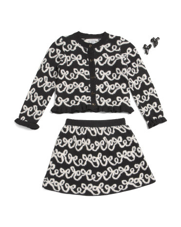 Girls 2pc Long Sleeve Bow Sweater And Skirt Set | TJ Maxx
