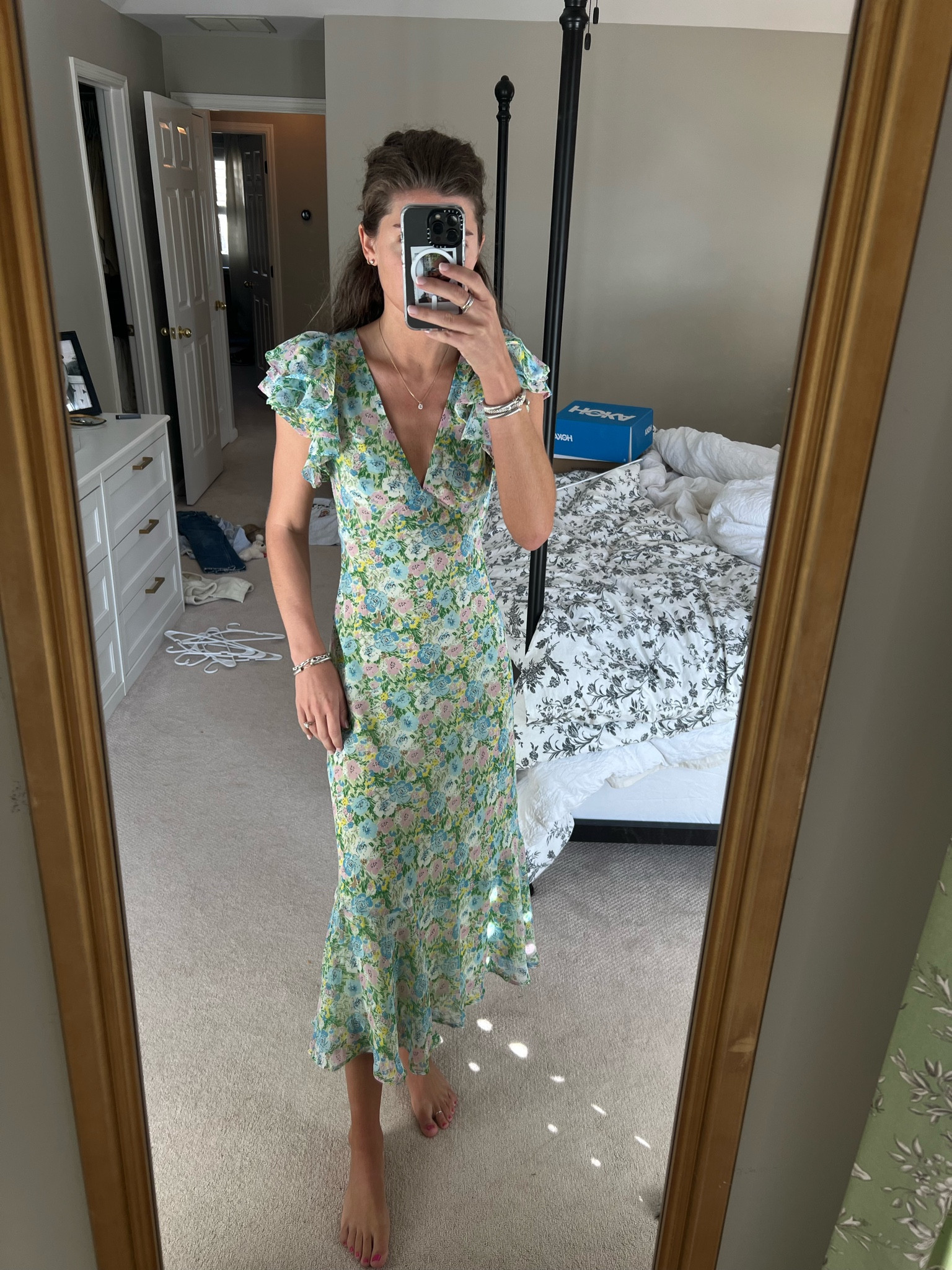 linen smocked midi dress Linen Blend Sleeveless Light Blue Midi Dress