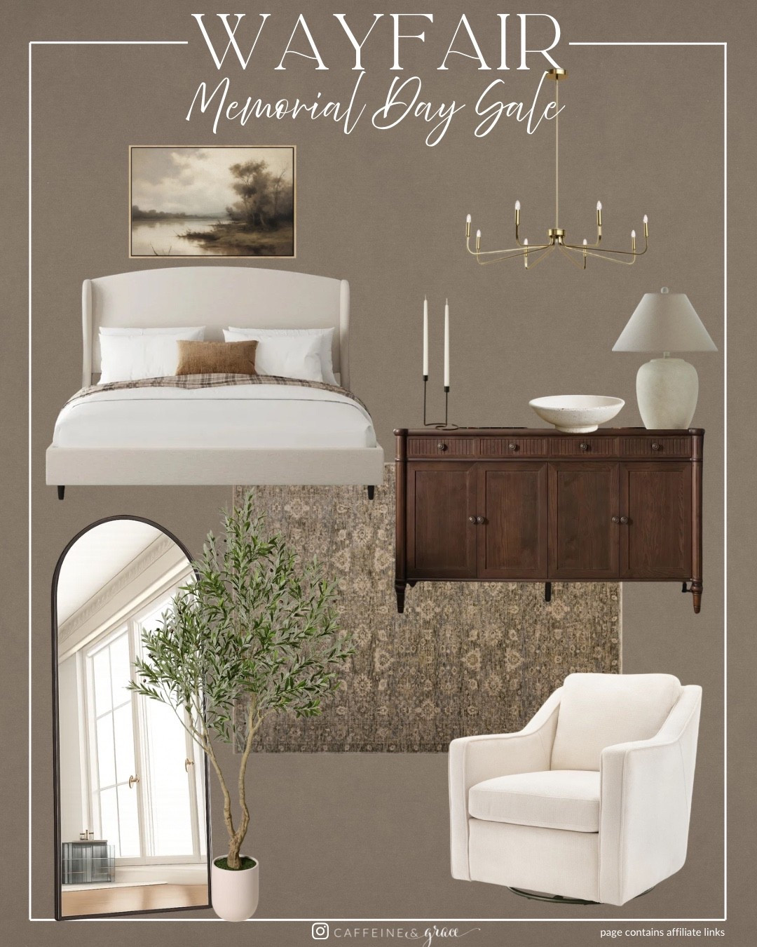 A few of my favorite Wayfair Memorial Sale finds for creating a warm modern organic home 🤍 From a cozy upholstered fabric bed to moody oversized art, a timeless brass mirror, and the prettiest olive green rug — these pieces instantly make your space feel elevated and designer inspired. I love mixing earthy tones, warm metals, and soft textures to create a home that feels both cozy and luxurious without overspending. Memorial Day sales are the perfect time to refresh your space for less.

#LTKHome