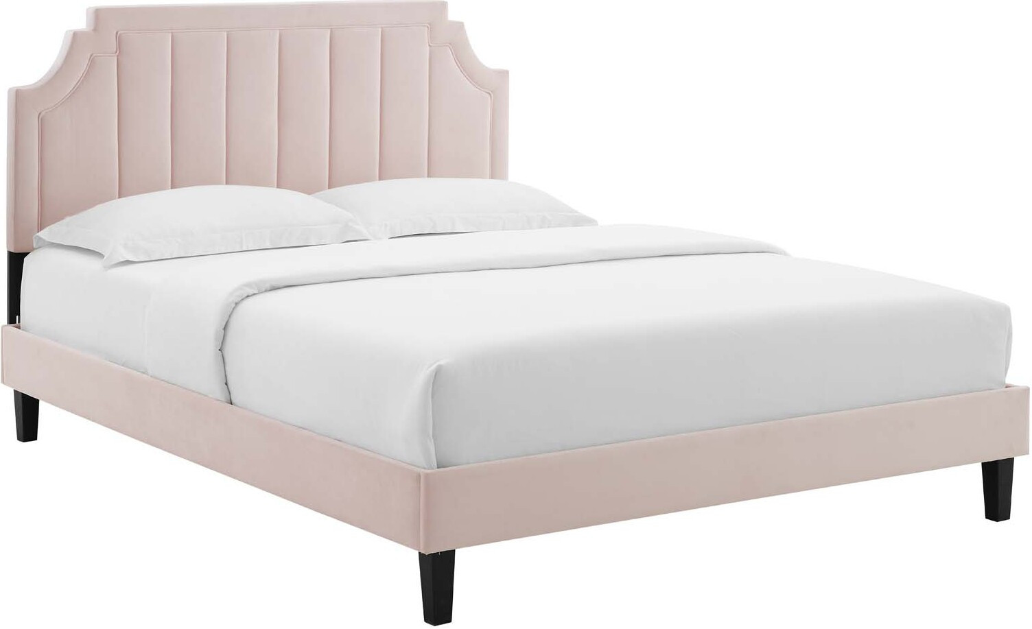 Sienna Performance Velvet Full Platform Bed MOD-6914-PNK | 1stopbedrooms