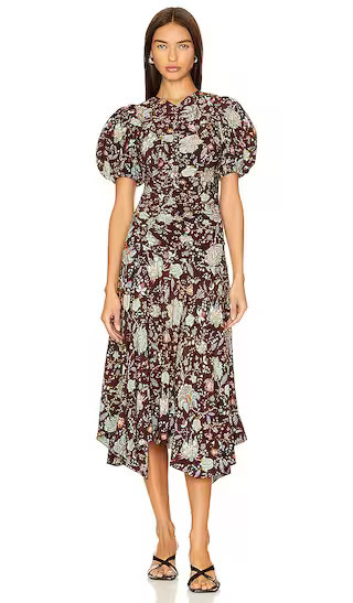 Heleen Dress in Heliotrope | Brown Floral Dress Brown Midi Dress Fall Midi Dress Fall Outfit Inspo | Revolve Clothing (Global)