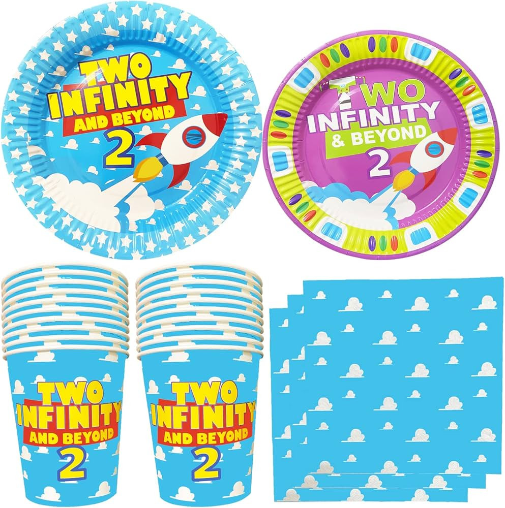 Two Infinity Beyond Plates,Cups and Napkins Cartoon Birthday Party Supplies 2nd Birthday Two Infi... | Amazon (US)