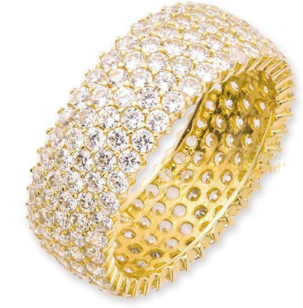 Solid 925 Sterling Silver Turkish Handmade 5 Row Eternity Ring | Amazon (US)