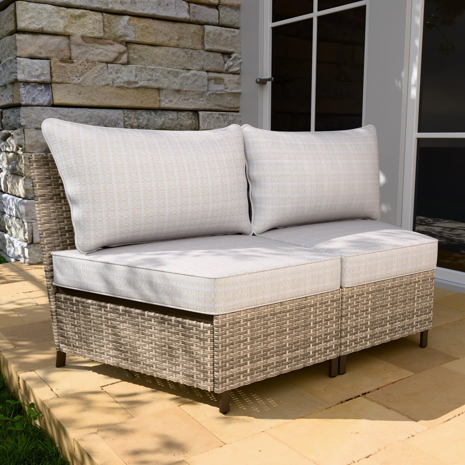 EAGLE PEAK Coastal Vista Curved Outdoor Wicker Sofa with Cushions, Sectional Curved Sofa Set, Sea... | Amazon (US)