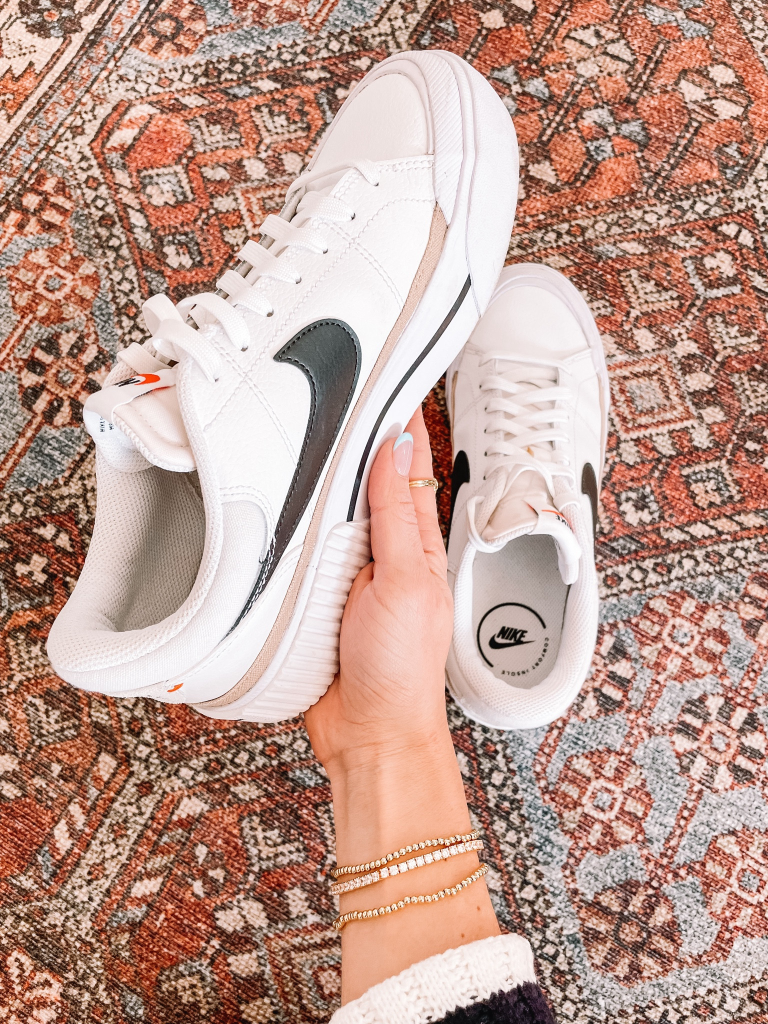 Nike lift sneakers! Fit tts 

Platform sneakers 
White sneakers 
Spring shoes 
Bracelets 
Tennis bracelet 
Birthstone bracelet 
Cardigan 
Spring outfits 

#LTKSpringSale #LTKstyletip #LTKshoecrush
