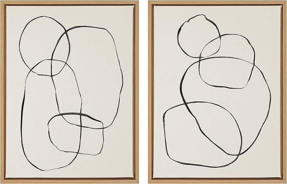 Kate and Laurel Sylvie Modern Circles and Going in Circles Framed Linen Textured Canvas Wall Art ... | Amazon (US)