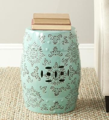 Safavieh Medallion Ceramic Decorative Garden Stool, Light Blue | Amazon (US)
