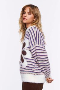 Fuzzy Striped Floral Graphic Sweater | Forever 21 (US)