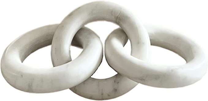 Glimpse & Hollow Marble Chain Link Decor - Modern Decorative Objects, Marble Decor, White Marble ... | Amazon (US)