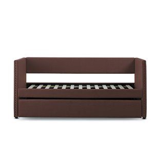 Lexicon Therese Upholstered Daybed with Trundle in Brown | Homesquare