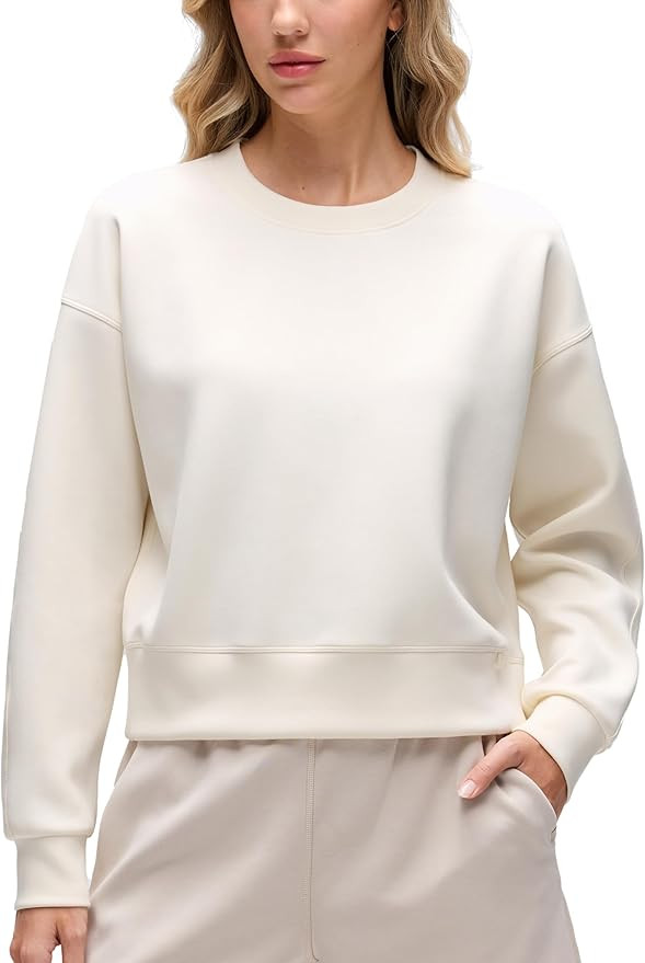 CRZ YOGA SoftAura Pullover Sweatshirt for Women - Crewneck Workout Casual Basic Fall Sweat Shirts | Amazon (US)