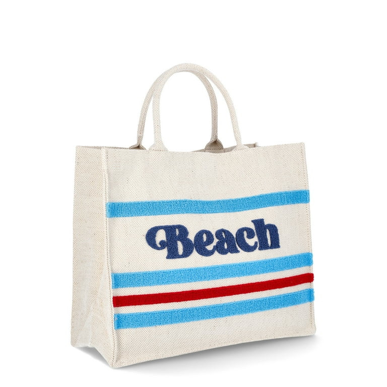 No Boundaries Burlap Tote Bag, Beach Natural, Women’s | Walmart (US)