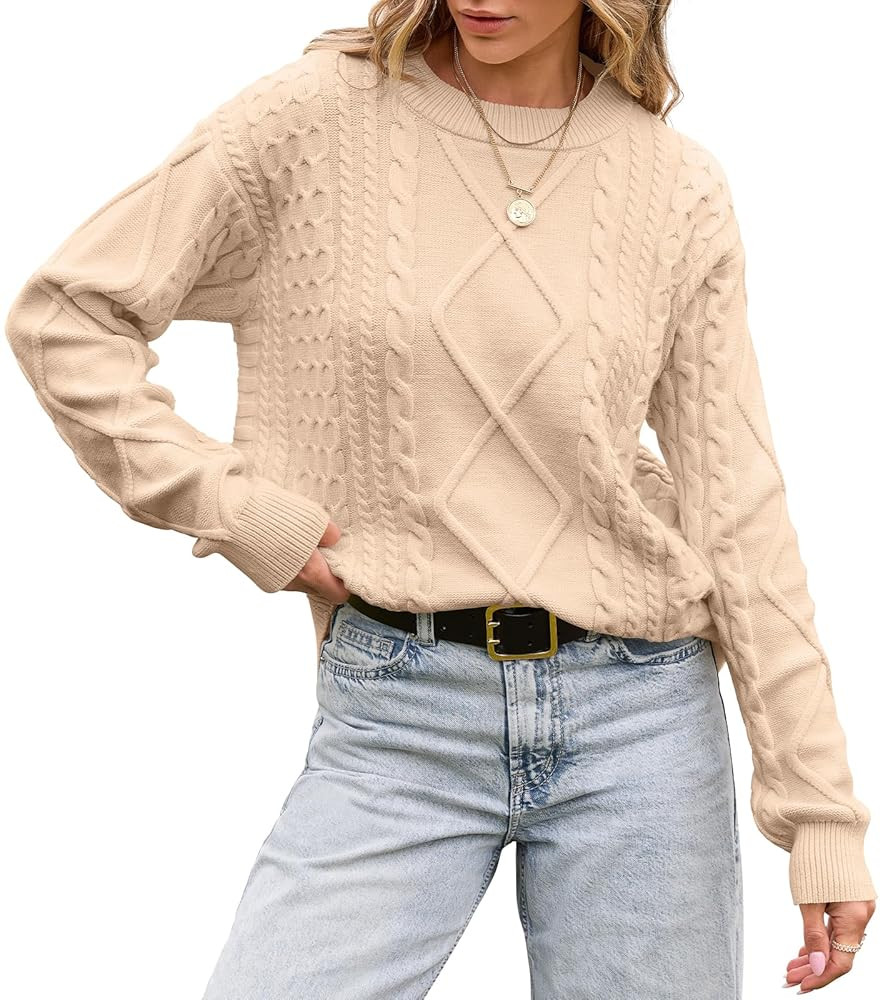 TARSE Womens Oversized Sweater Cable Knit Unisex Vintage Chunky Pullover Sweater Baggy Loose Fall... | Amazon (US)