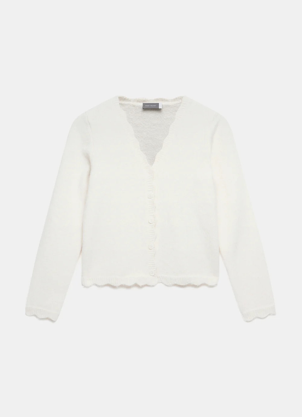 Cream Scallop Trim Cardigan | Mint Velvet