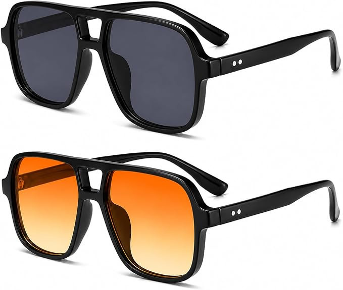 Retro Square Aviator Sunglasses for Women Men 70s Vintage Style Rectangle Shades Trendy Unisex Su... | Amazon (CA)