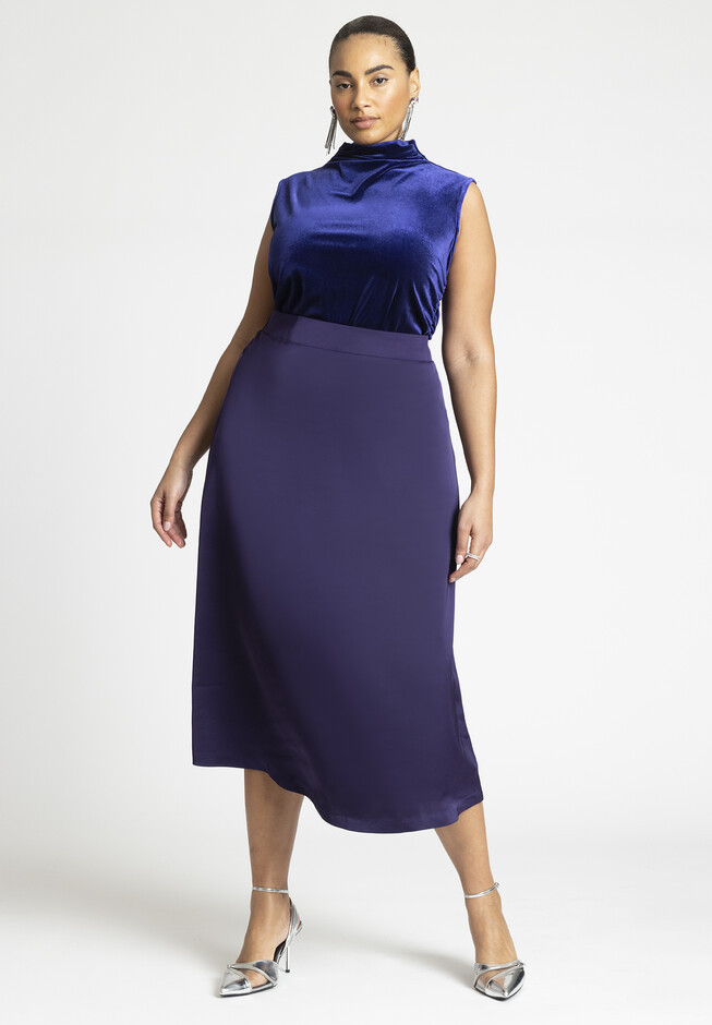 Long Satin Midi Skirt | Eloquii