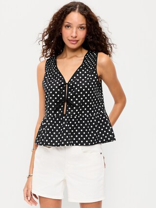Tie-Front Peplum Tank Top | Old Navy (US)