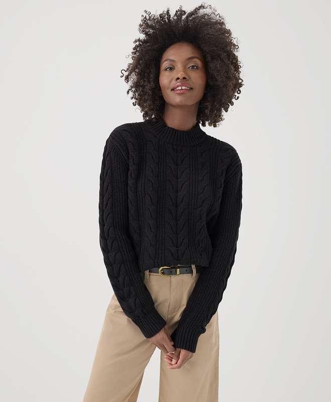 Women’s Cable Knit Crew Sweater made with Organic Cotton | Pact | Pact Apparel