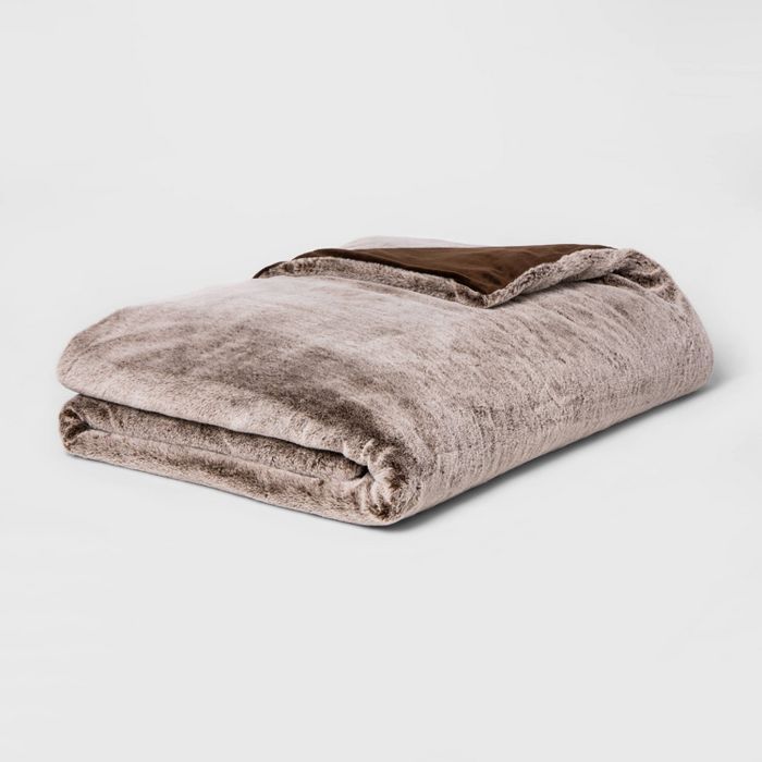 Faux Fur Weighted Blanket with Removable Cover - Threshold™ | Target