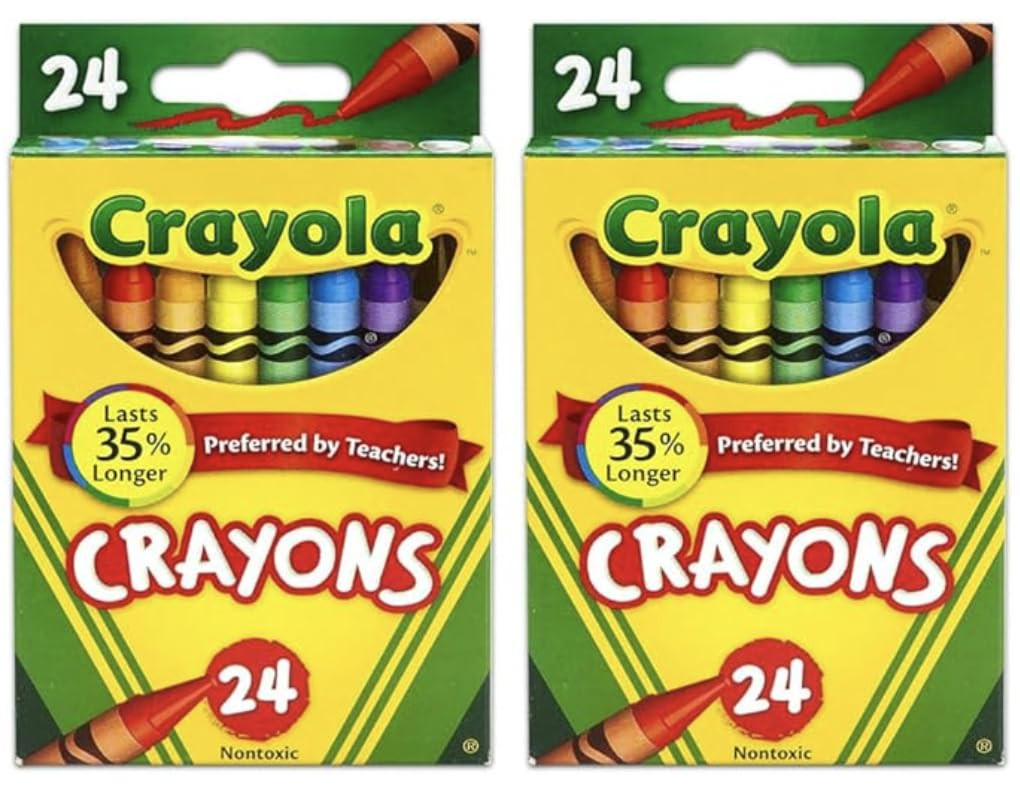 Crayola 24 Count Box of Crayons Non-Toxic Color Coloring School Supplies (2 Packs) | Amazon (US)