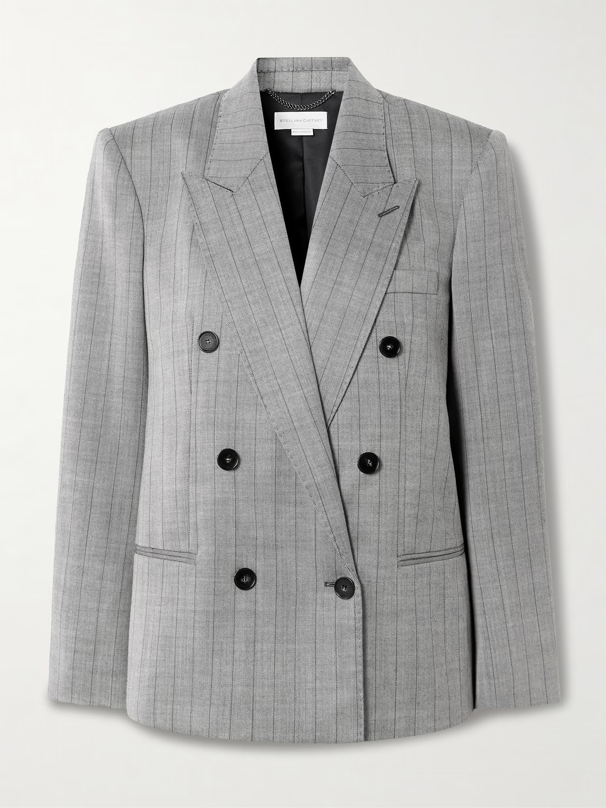 Stella McCartney - Double-breasted Pinstriped Wool-blend Twill Blazer - Gray | NET-A-PORTER (US)