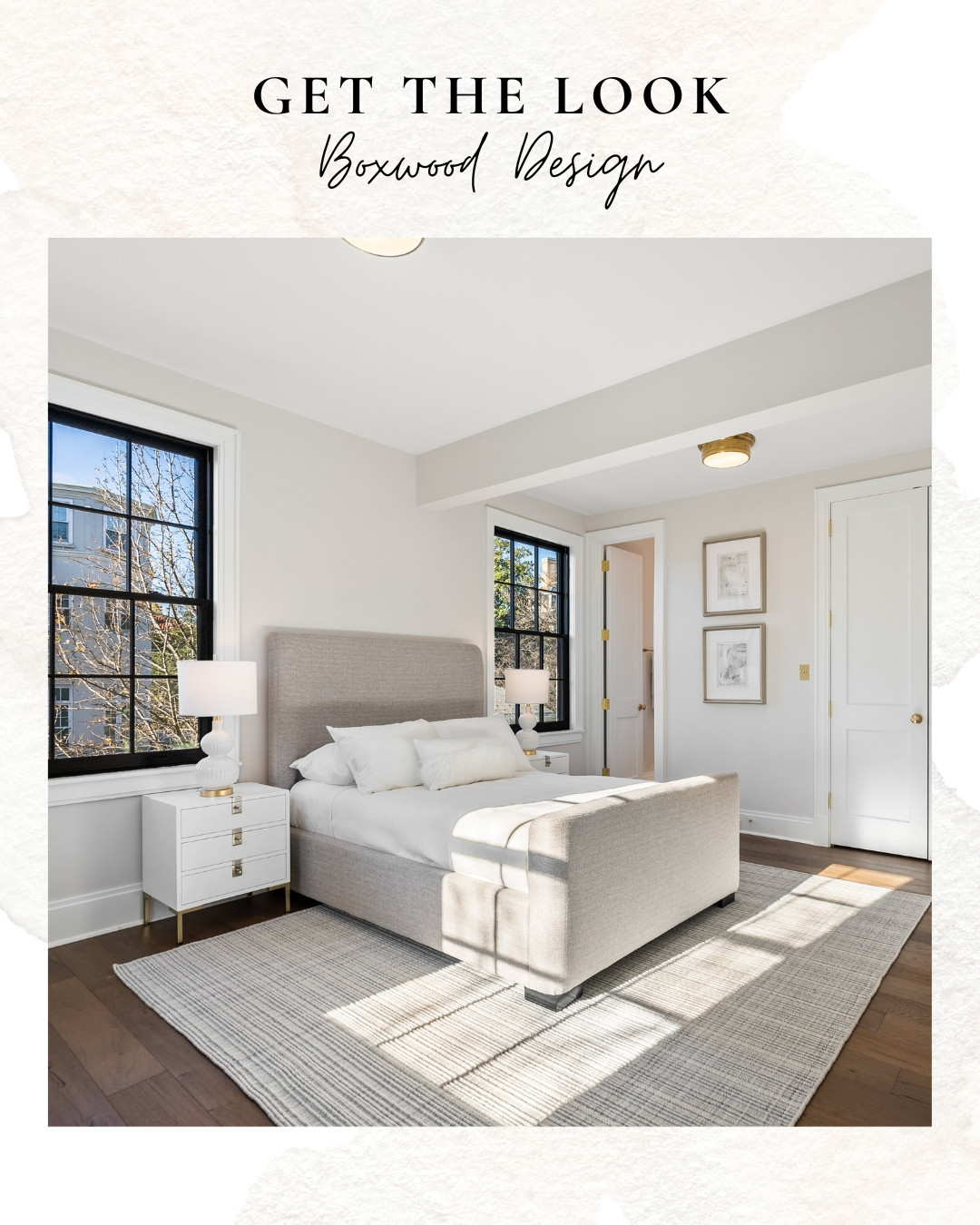 Get the Look! Boxwood Design: Bedroom.

upholstered bed, neutral bedding, quilt set, pillow inserts, neutral rug, nightstand, table lamp, flush-mount light fixture, picture frames
 

 #LTKHome