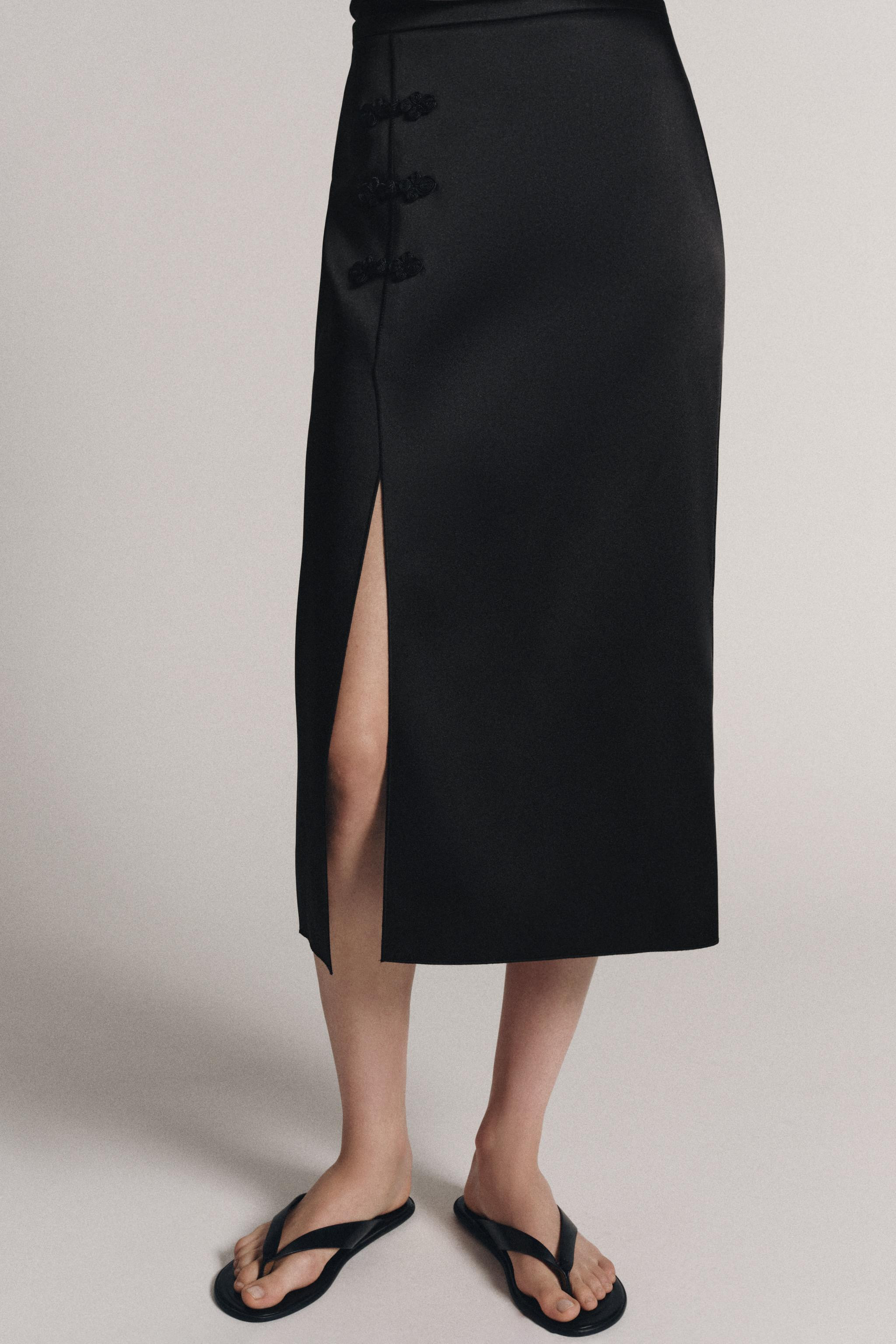 SATIN EFFECT FROG FASTENING SKIRT ZW COLLECTION | Zara US
