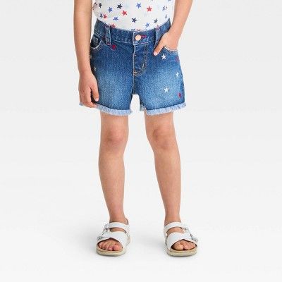Toddler Girls' Star Embroidered Shorts - Cat & Jack™ Medium Wash | Target