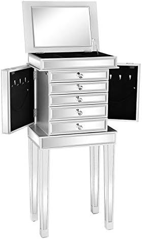 VINGLI Mirrored Jewelry Armoire Standing Jewelry Box Mirrored Dressers for Bedroom Jewelry Chest,... | Amazon (US)