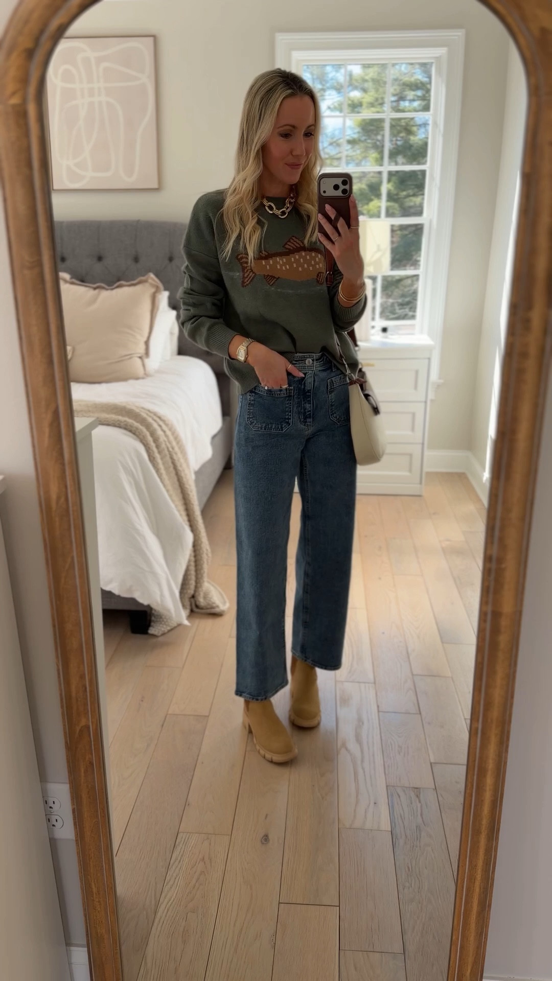 Yesterday’s OOTD! Love this fish sweater from Amazon! And these straight leg sailor jeans are my current fave! I’m 5’7” wearing size 2 in denim and small in tops. 

#LTKootd #LTKgrwm #LTKdayinmylife