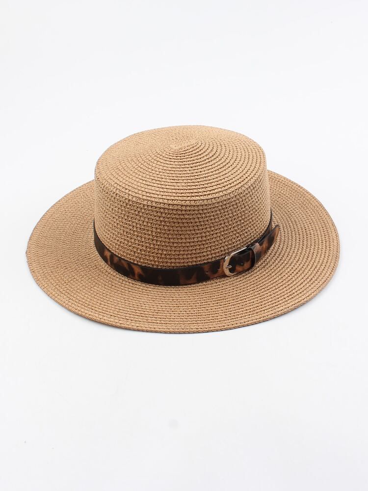 Leopard Pattern Band Decor Straw Hat | SHEIN