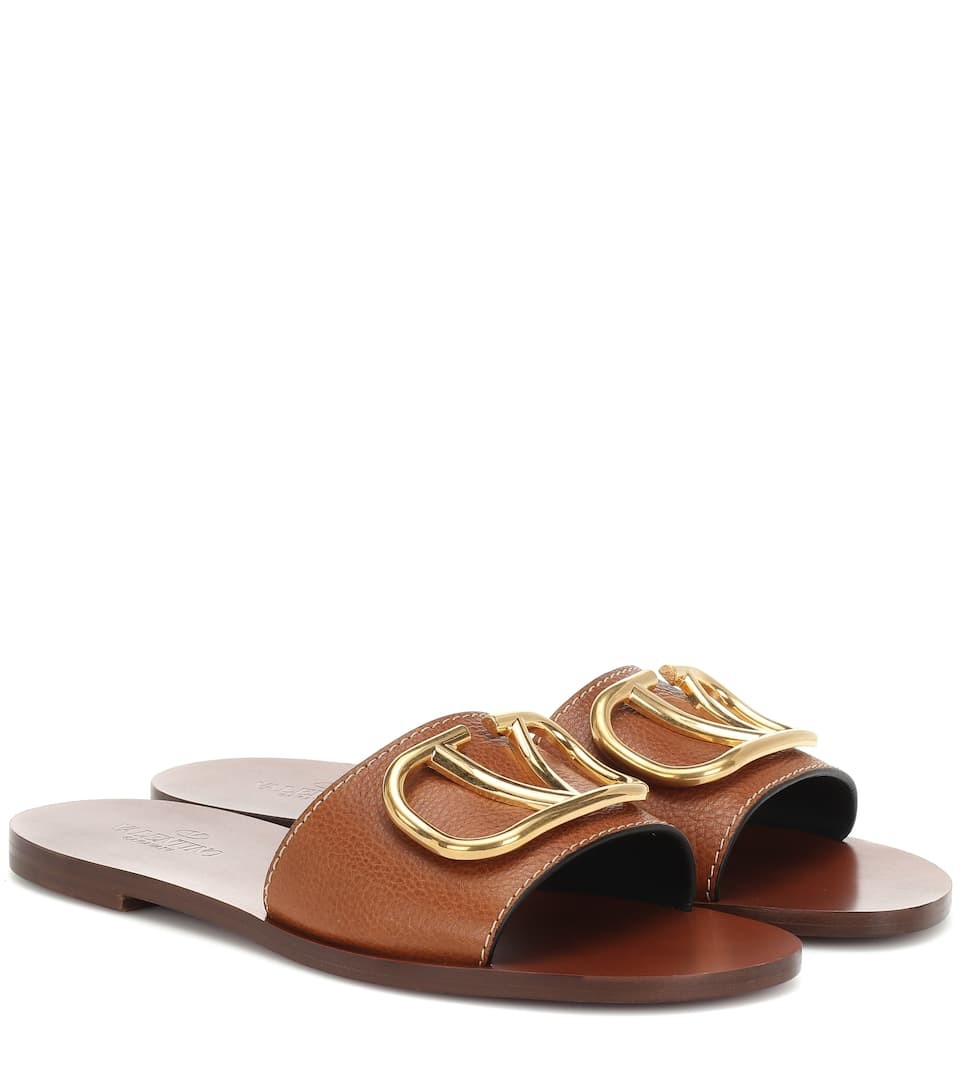 Valentino Garavani VLOGO leather slides | Mytheresa (DACH)