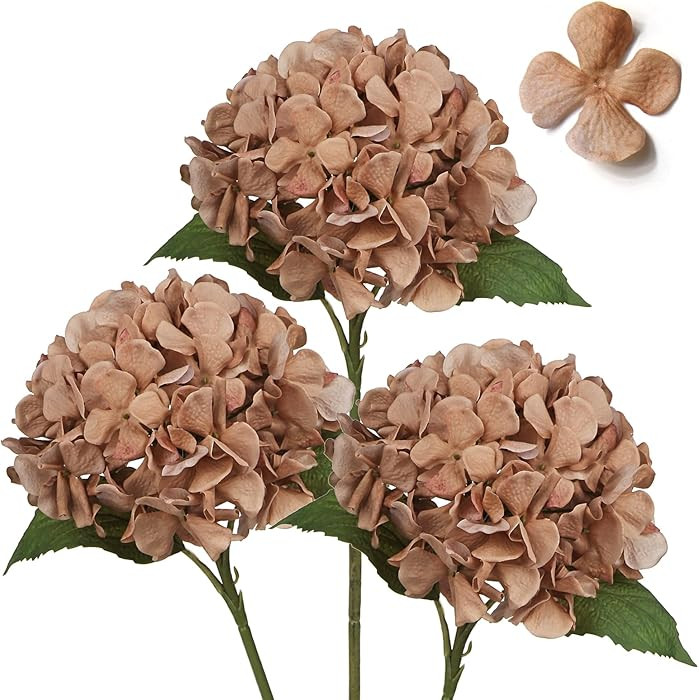 Dried Touch Hydrangeas Artificial Flowers 17" Tall Large Silk Hydrangea Stems Fake Hydrangea Arra... | Amazon (US)