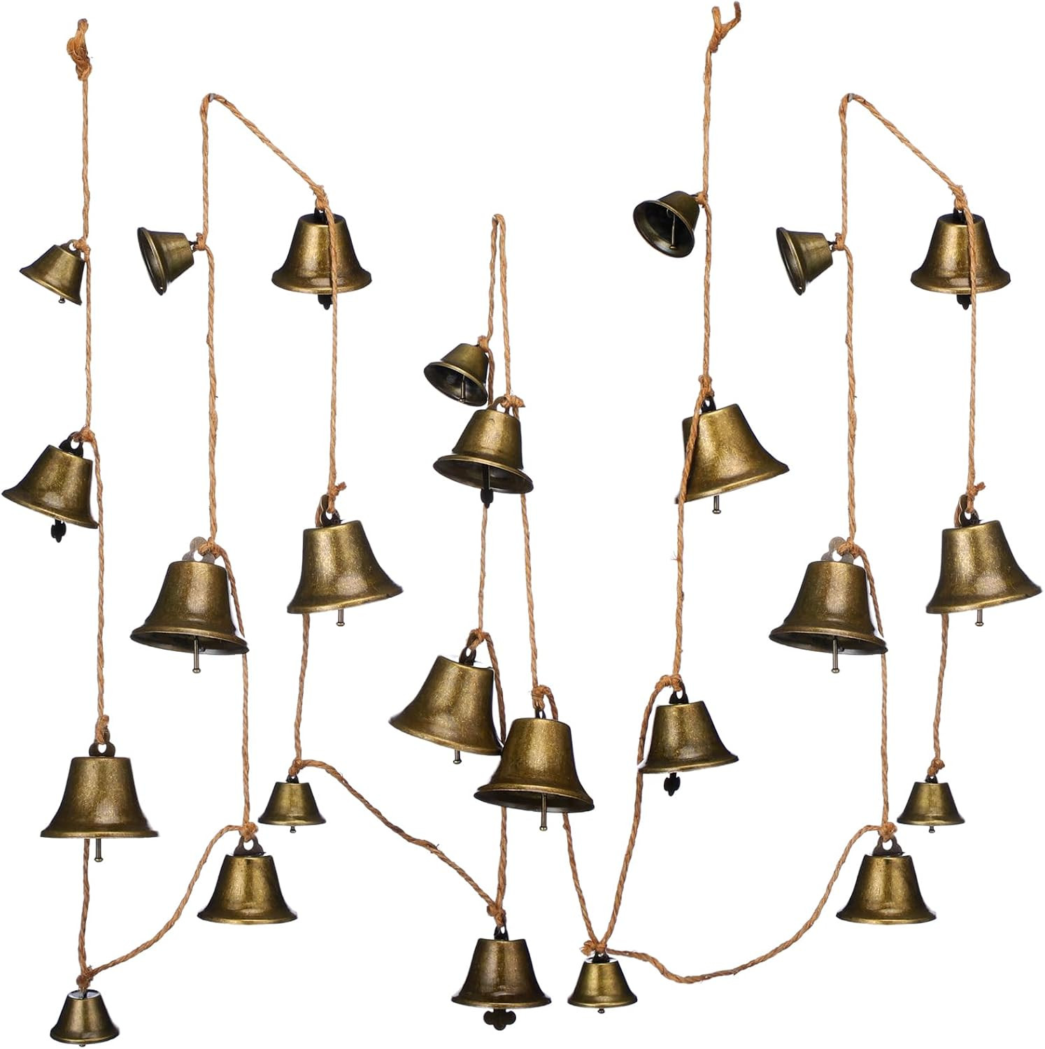 Zonon 8.86 ft Christmas Bells Christmas Bronze Jingle Bells Hanging String Vintage Jingle Bell Decorative Craft Bell Garland on String Metal Gold Bells for Wall Ornaments Home Office Door Decorations | Amazon (US)