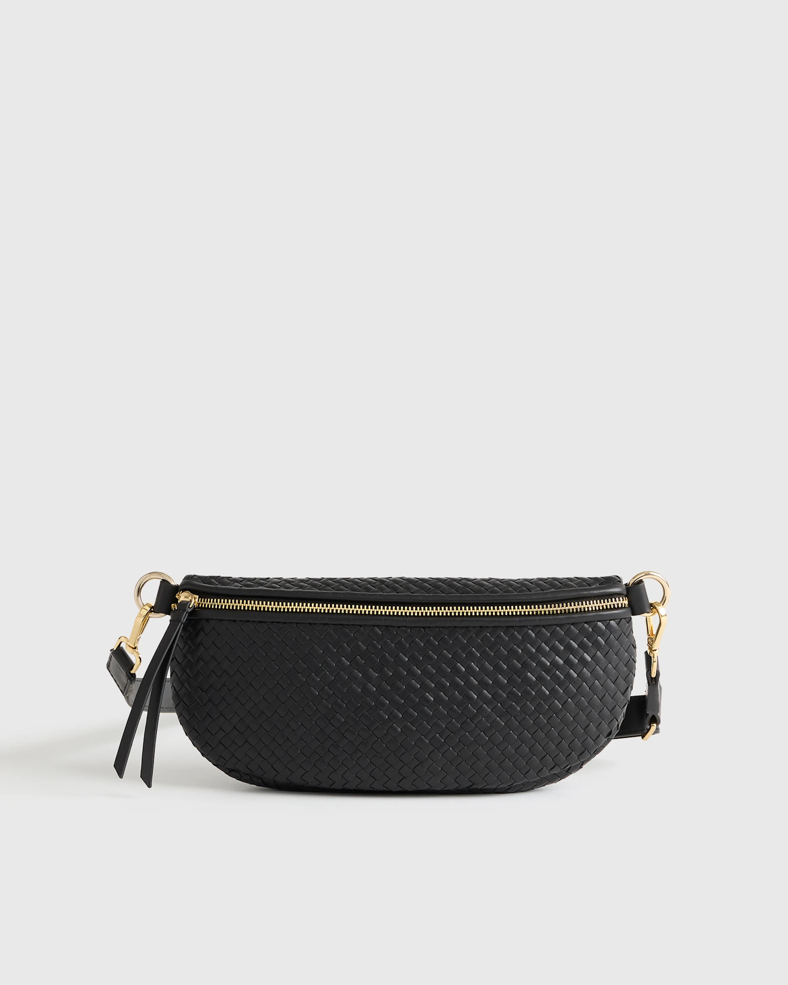 Italian Leather Handwoven Sling Bag in Black | Quince